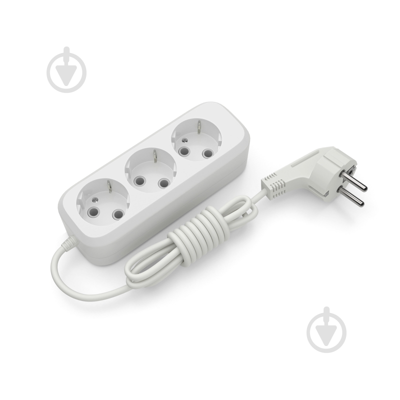 Удлинитель Electrum с заземлением 3 гн. белый 2 м C-ES-1791 - фото 1