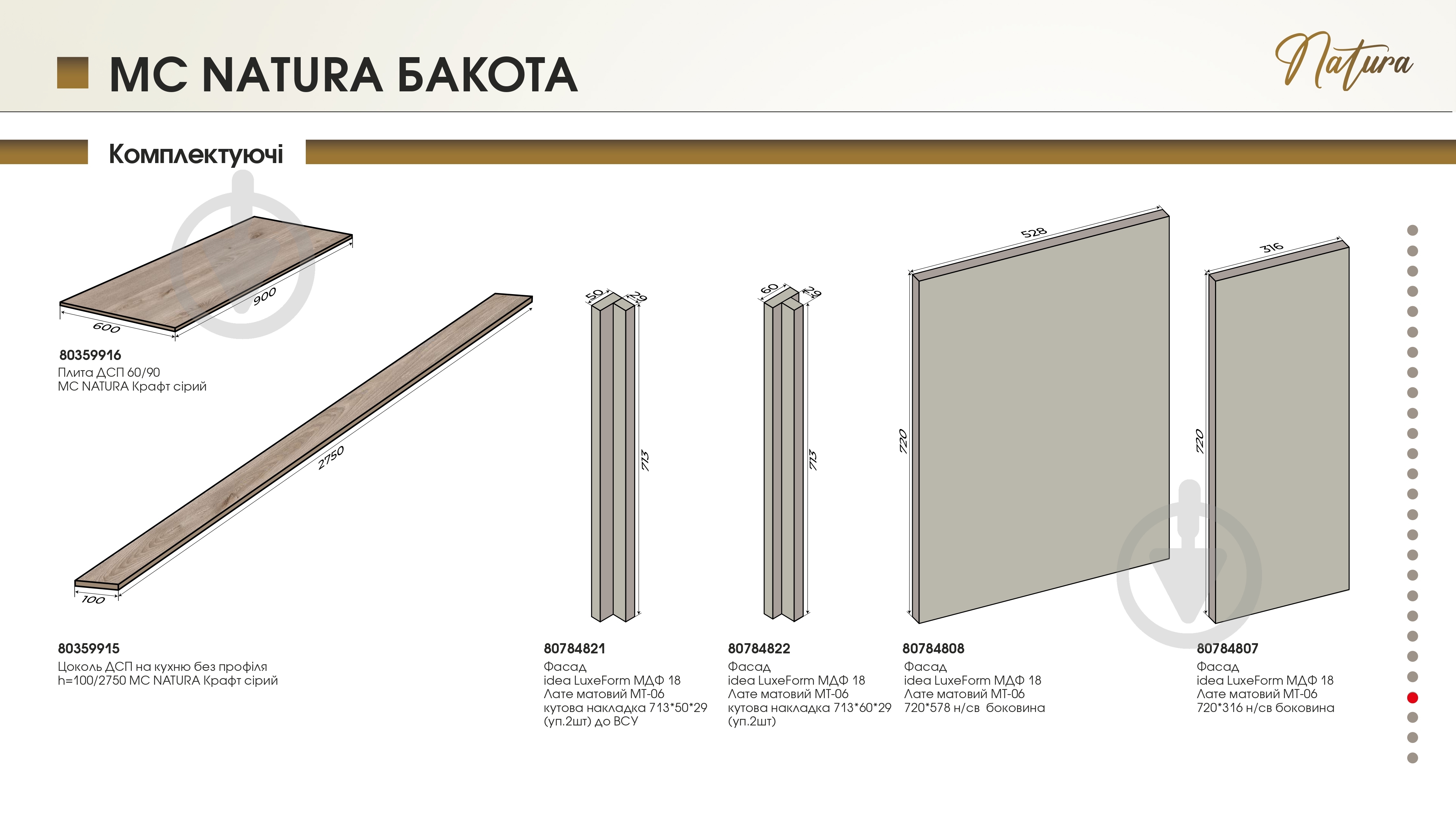 Шафа верхня 45/72 MC Natura Бакота лате/дуб крафт сірий LuxeForm - фото 6