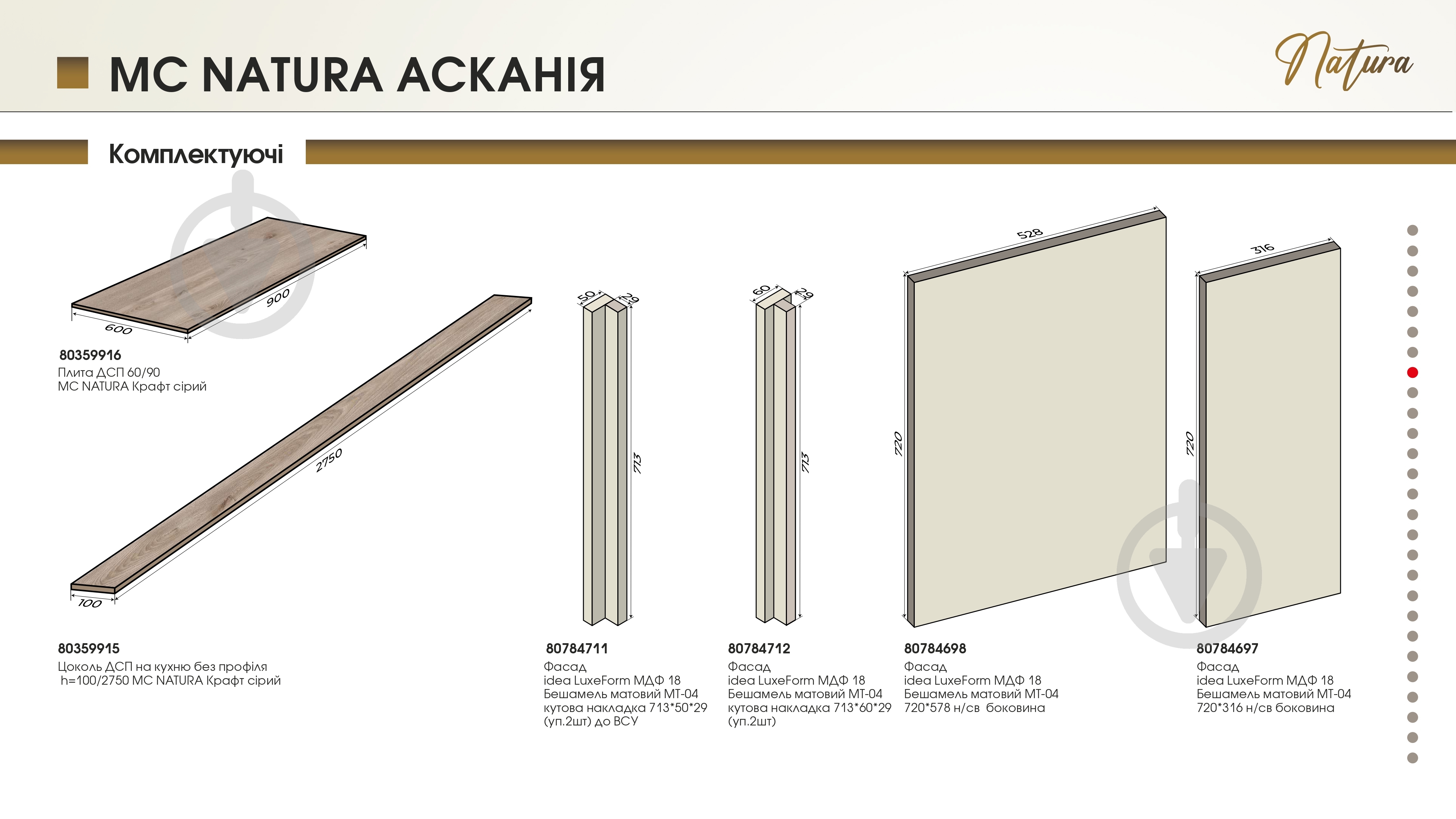 Шафа верхня 60/72 MC Natura Асканія бешамель/дуб крафт сірий LuxeForm - фото 6