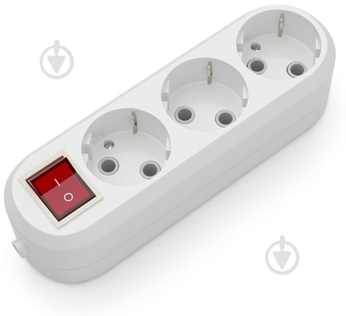 Колодка Electrum із заземленням 3 гн. з вимикачем білий C-SM-1779 - фото 1