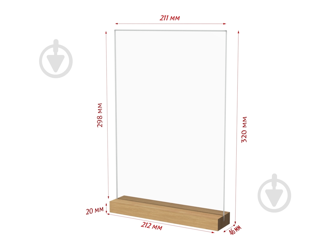 Підставка під меню А4 з дерев'яною основою 212х320х46 мм MH-A4-23 - фото 2