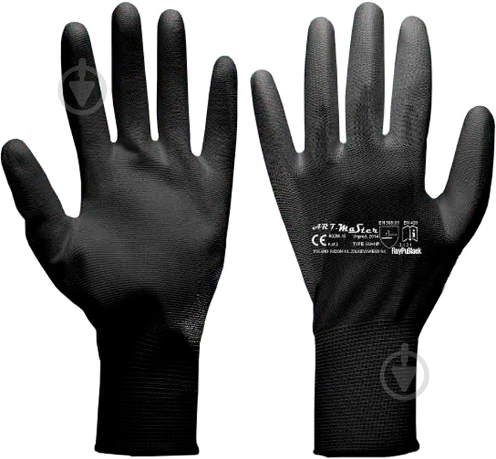 Перчатки Reis черные с покрытием полиуретан XL (10) RnyPu Black 10 - фото 1