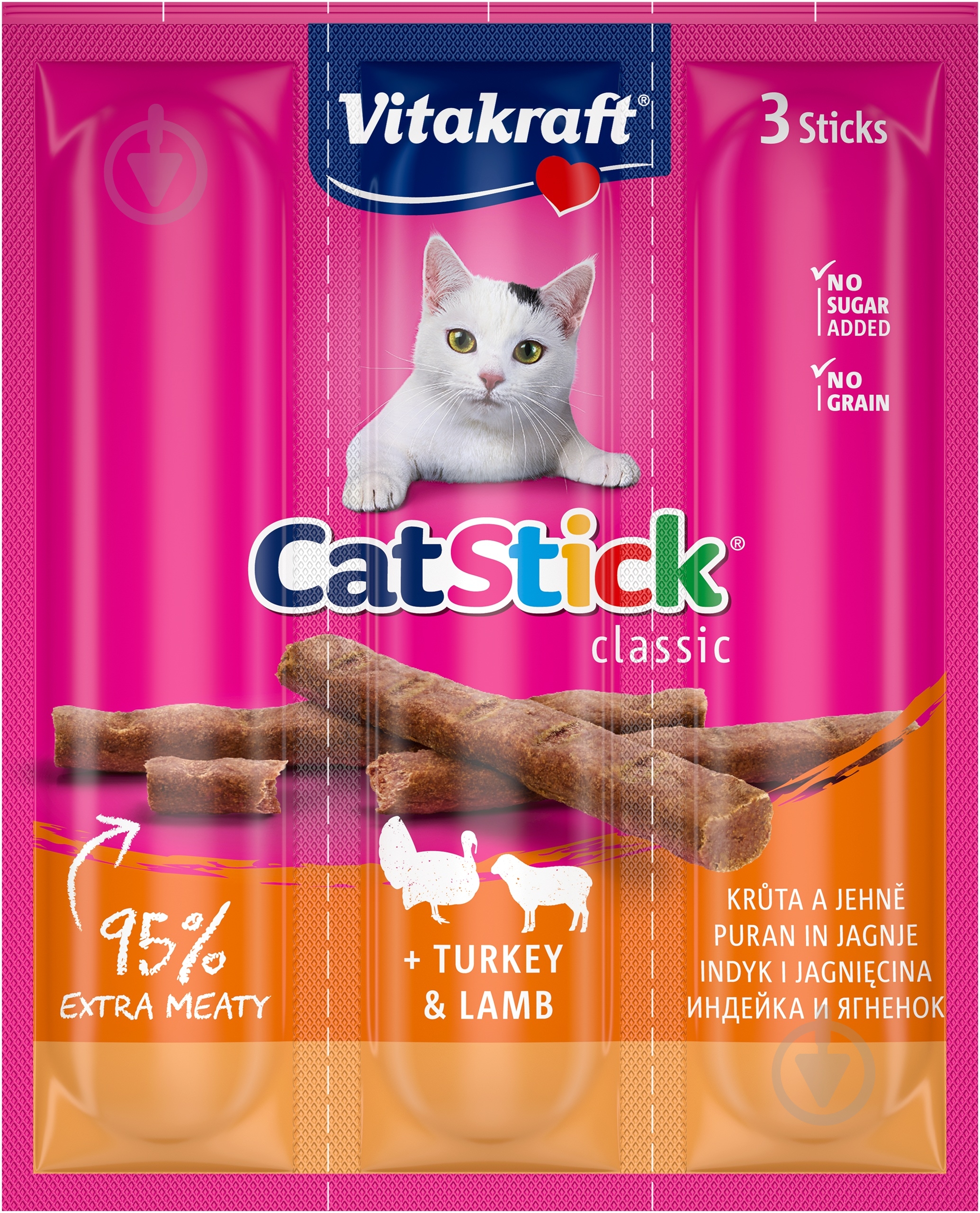 Лакомство Vitakraft Cat Stick 18g/ 3x6 Turkey & Lamb - фото 1