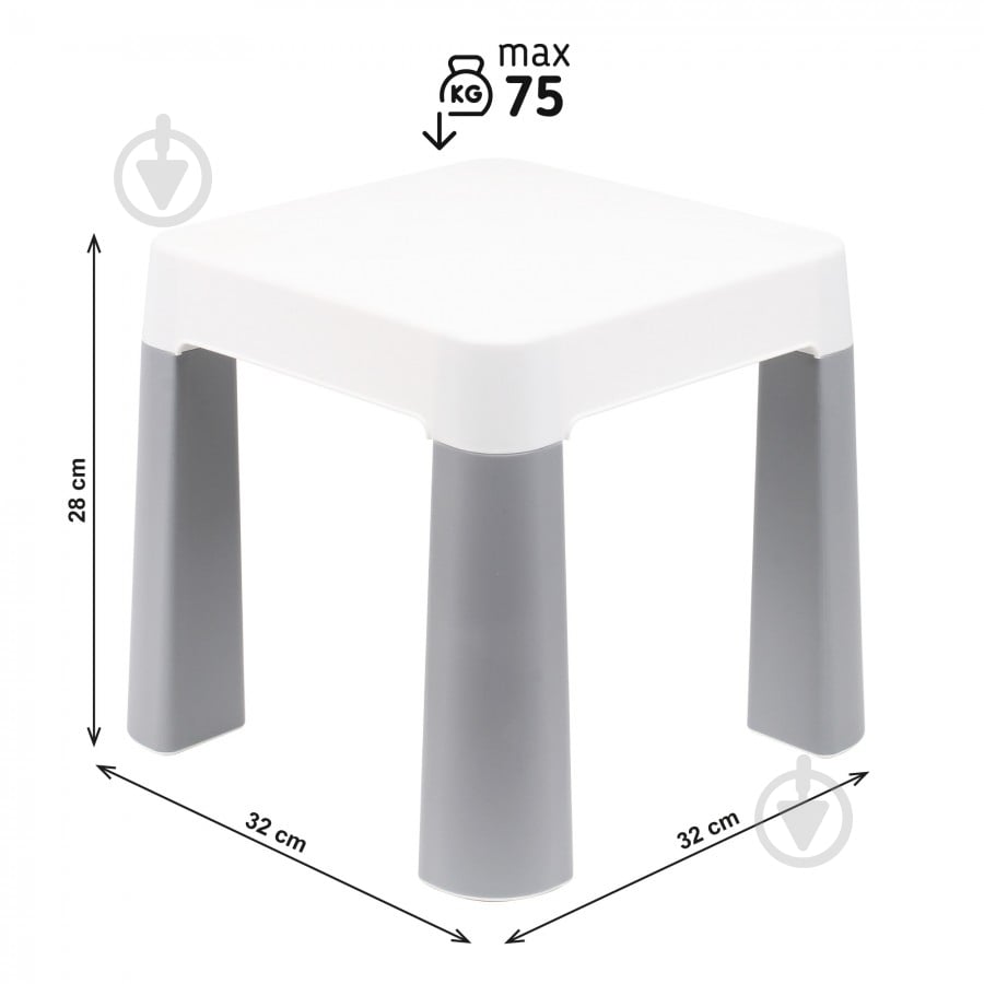 Табурет ТехноК 0860 бело-серый - фото 3