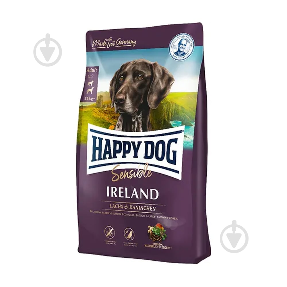 Корм сухий HappyDog Sens Irеland з лососем та кроликом 12,5 кг - фото 1 Корм сухий HappyDog Sens Irеland з лососем та кроликом 12,5 кг - фото 1