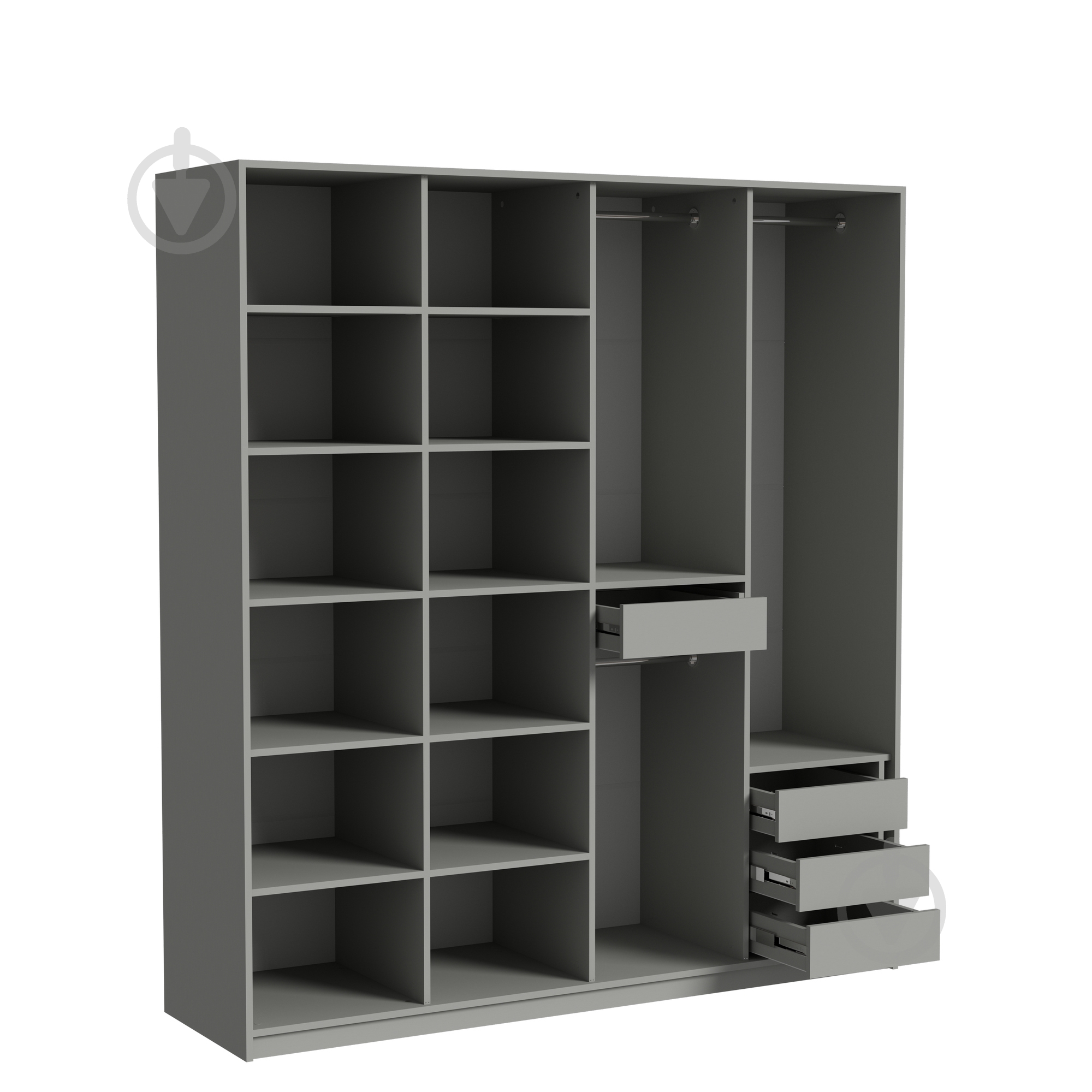 Шкаф Luxe Studio Loom 1988 2200х1988х564 мм шиншилла / светло-серый - фото 2 Шкаф Luxe Studio Loom 1988 2200х1988х564 мм шиншилла / светло-серый - фото 2