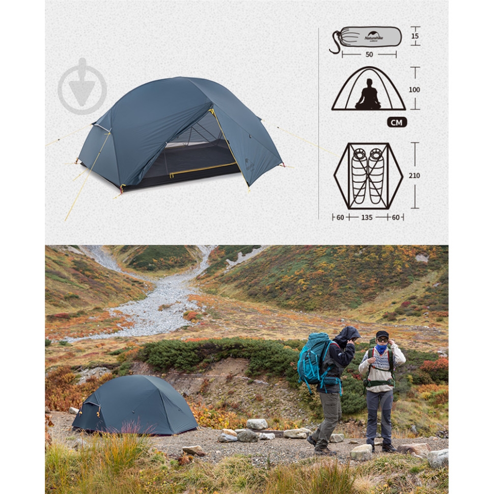 Палатка туристическая Naturehike Mongar UL темно-синяя 6975641882596 - фото 5