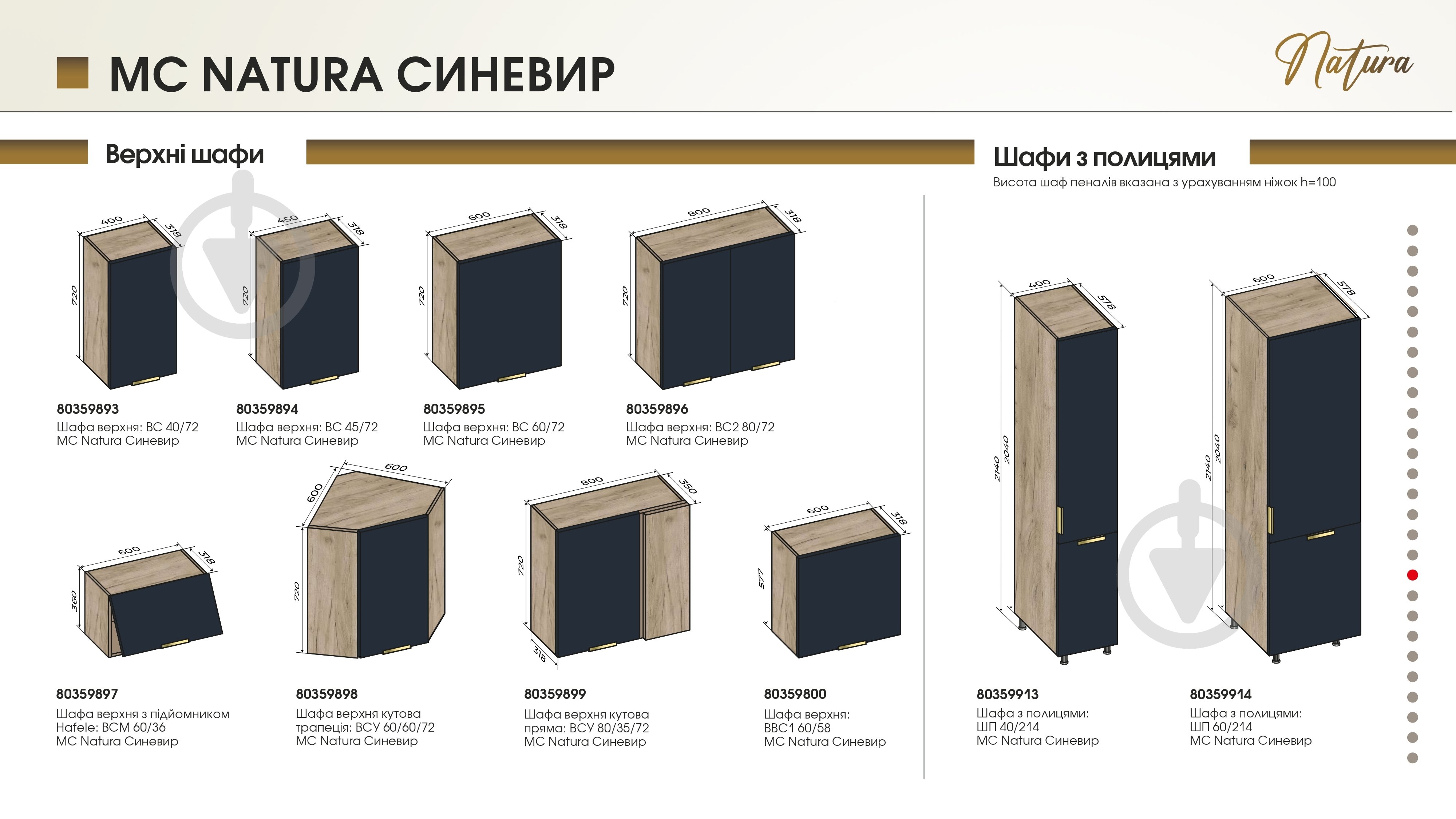 Тумба нижня Ня1 60/82 (1я+1ф) МС Natura Cиневир чорничний/дуб крафт сірий LuxeForm - фото 4