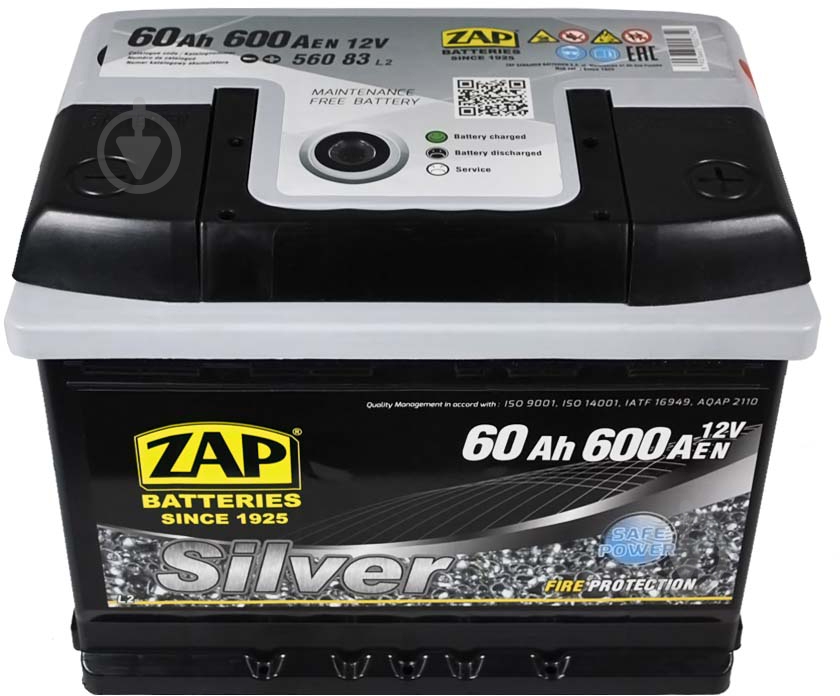 Аккумулятор автомобильный ZAP Silver 6СТ- 60Aз L2 (560 85) 60Ah 600A 12V «+» справа - фото 2