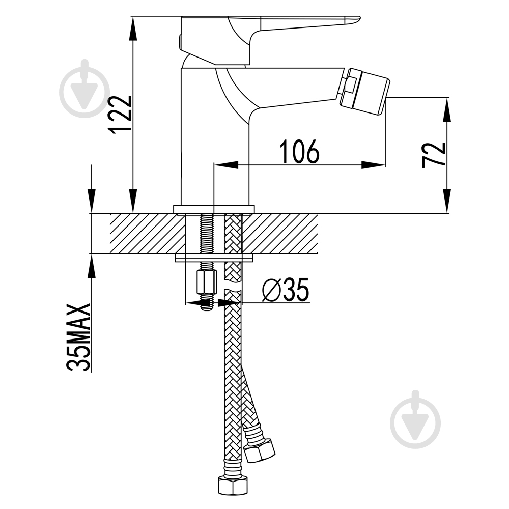Змішувач для біде Corso GARDA 35мм на шпильці (BC-1F121W) - фото 5 Змішувач для біде Corso GARDA 35мм на шпильці (BC-1F121W) - фото 5