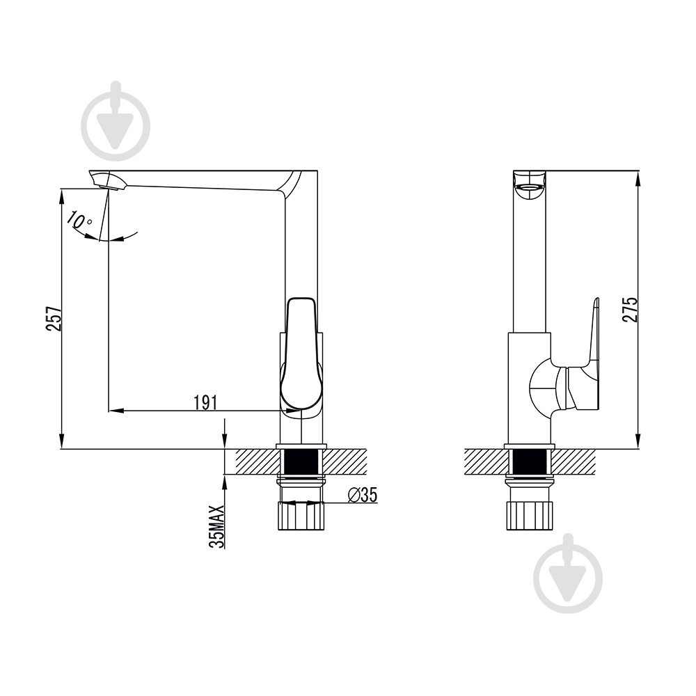 Смеситель Corso GARDA 35 для кухни Г-излив на гайке Corso (W) - фото 6