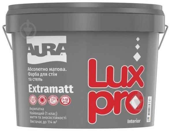 Фарба інтер'єрна акрилатна Aura® Luxpro Extramatt глибокий мат білий 9,5 л 13,3 кг - фото 1
