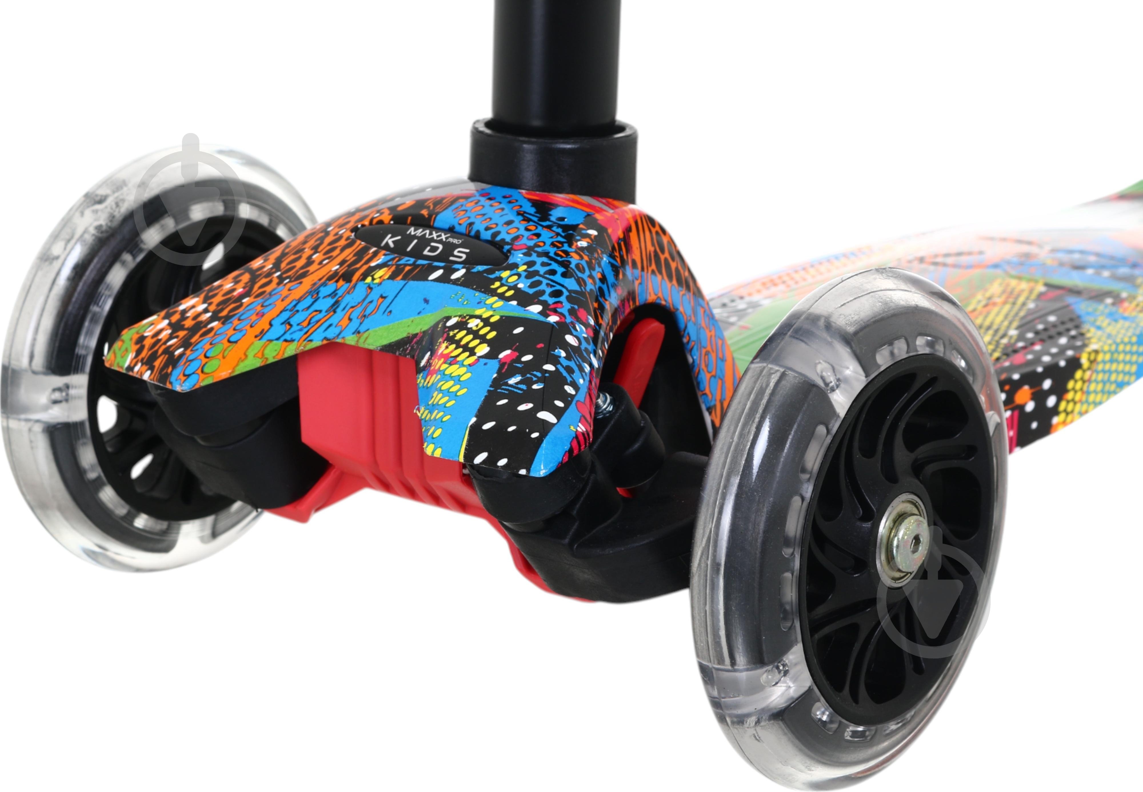 Самокат MaxxPro kids дитячий 3-колісний LS306C/maxi різнокольоровий принт - фото 3