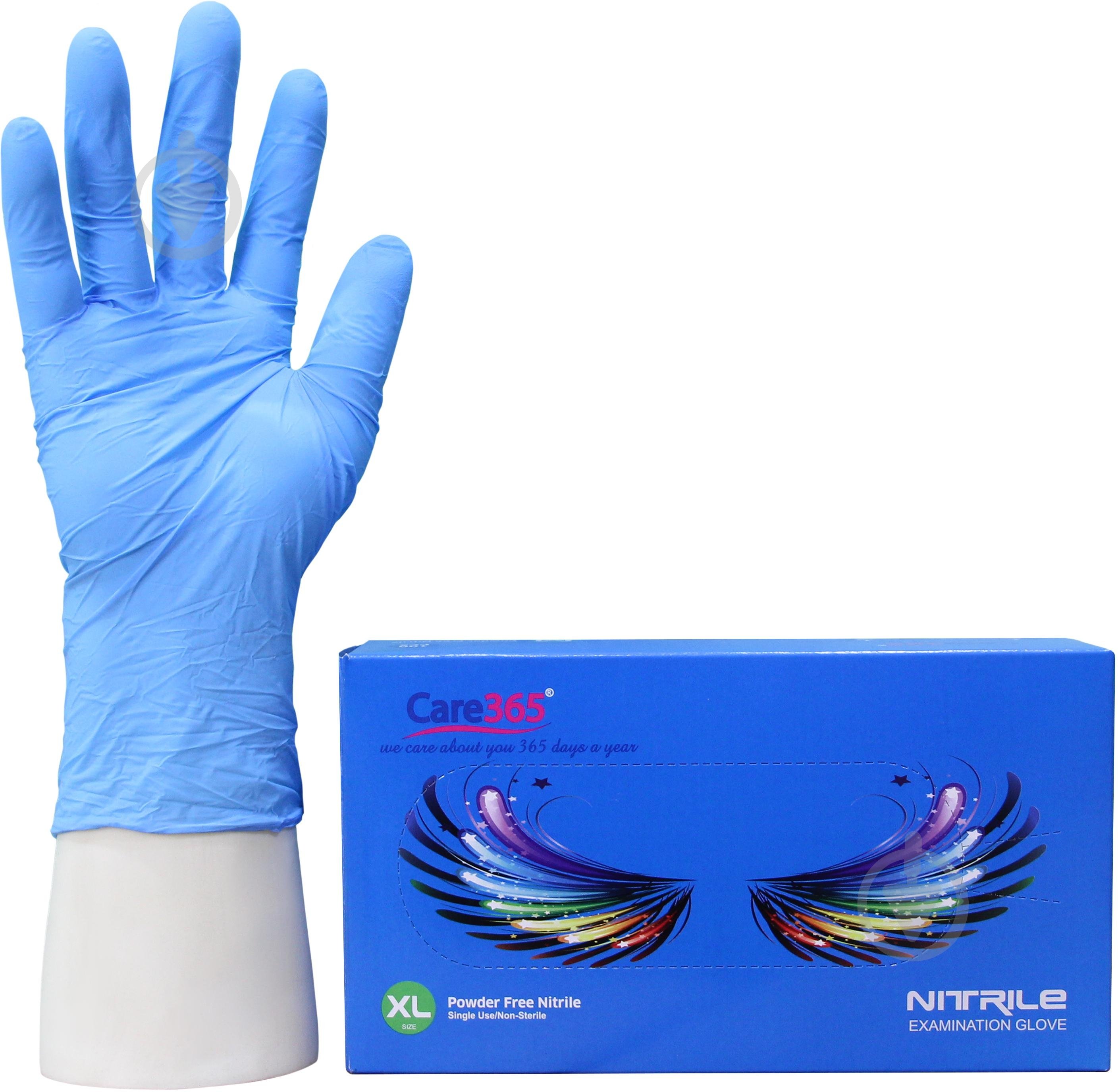 Перчатки медицинские Care365 р. XL голубые 100 шт./уп. - фото 1