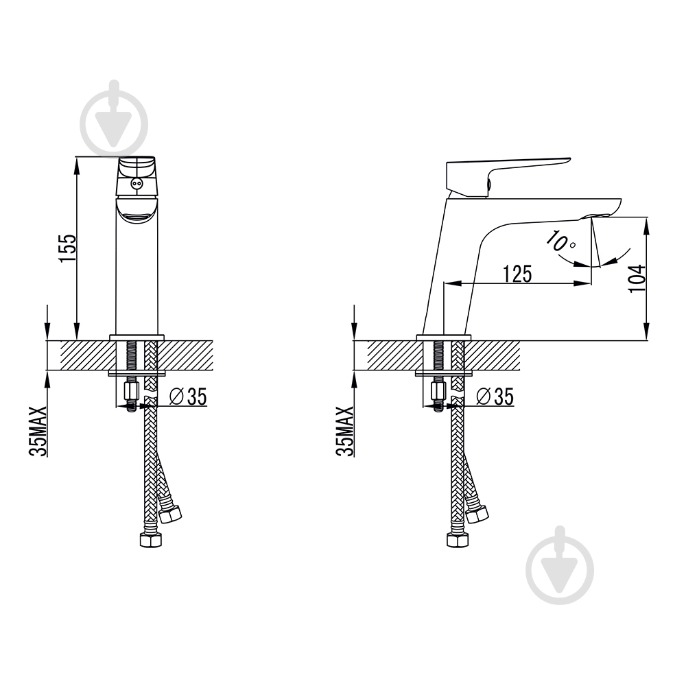 Смеситель для умывальника Corso LUGANO 26мм литой на шпильке (CH-2A147C) - фото 5