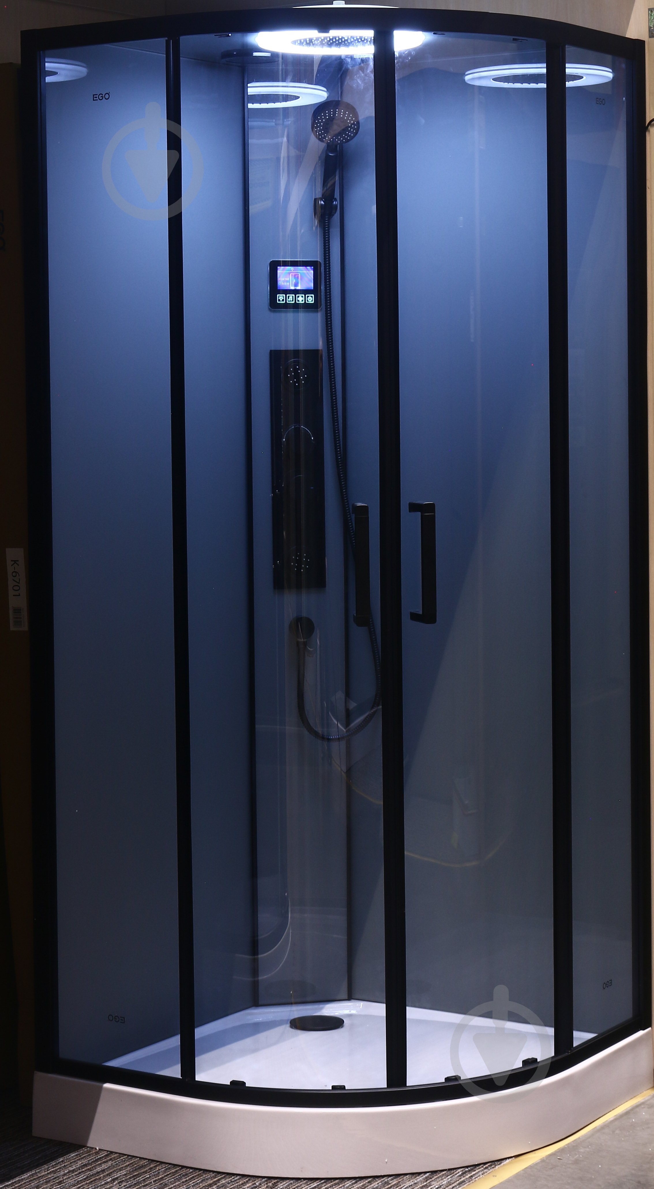 Душевой бокс EGO Pure Black Light 90x90 см K-6701 - фото 3