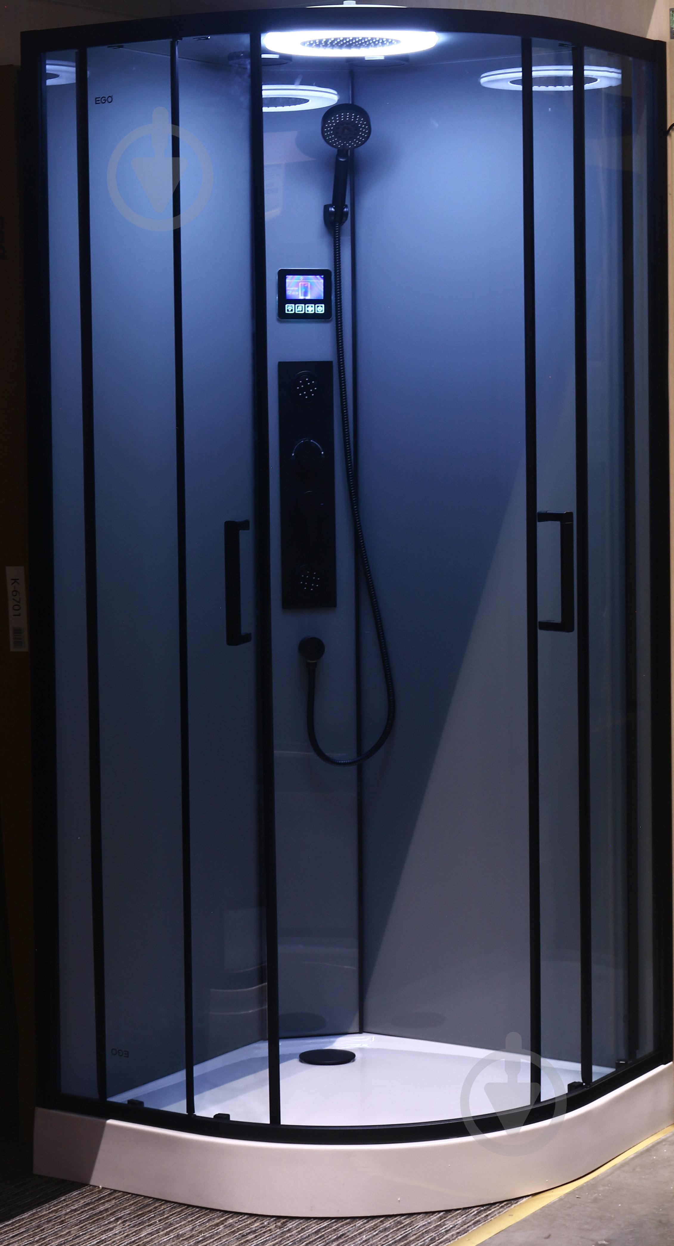 Душевой бокс EGO Pure Black Light 90x90 см K-6701 - фото 4