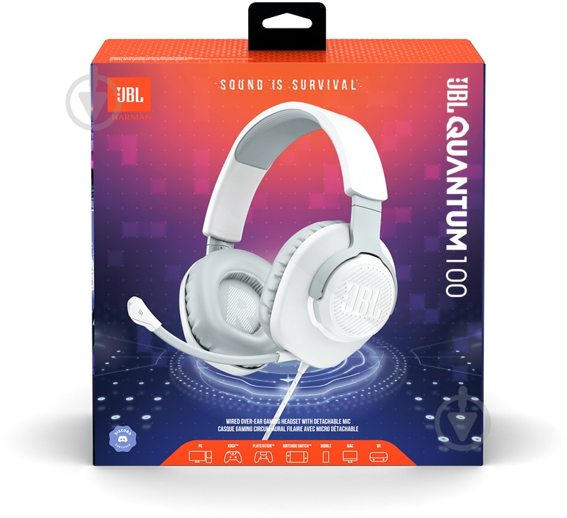 Гарнитура игровая JBL Quantum 100 white (JBLQUANTUM100WHT) - фото 18 Гарнитура игровая JBL Quantum 100 white (JBLQUANTUM100WHT) - фото 18