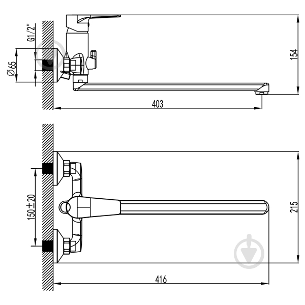 Смеситель Corso LIRI 35 для ванны излив прямой 350мм дивертор встроенный картриджный Corso - фото 2