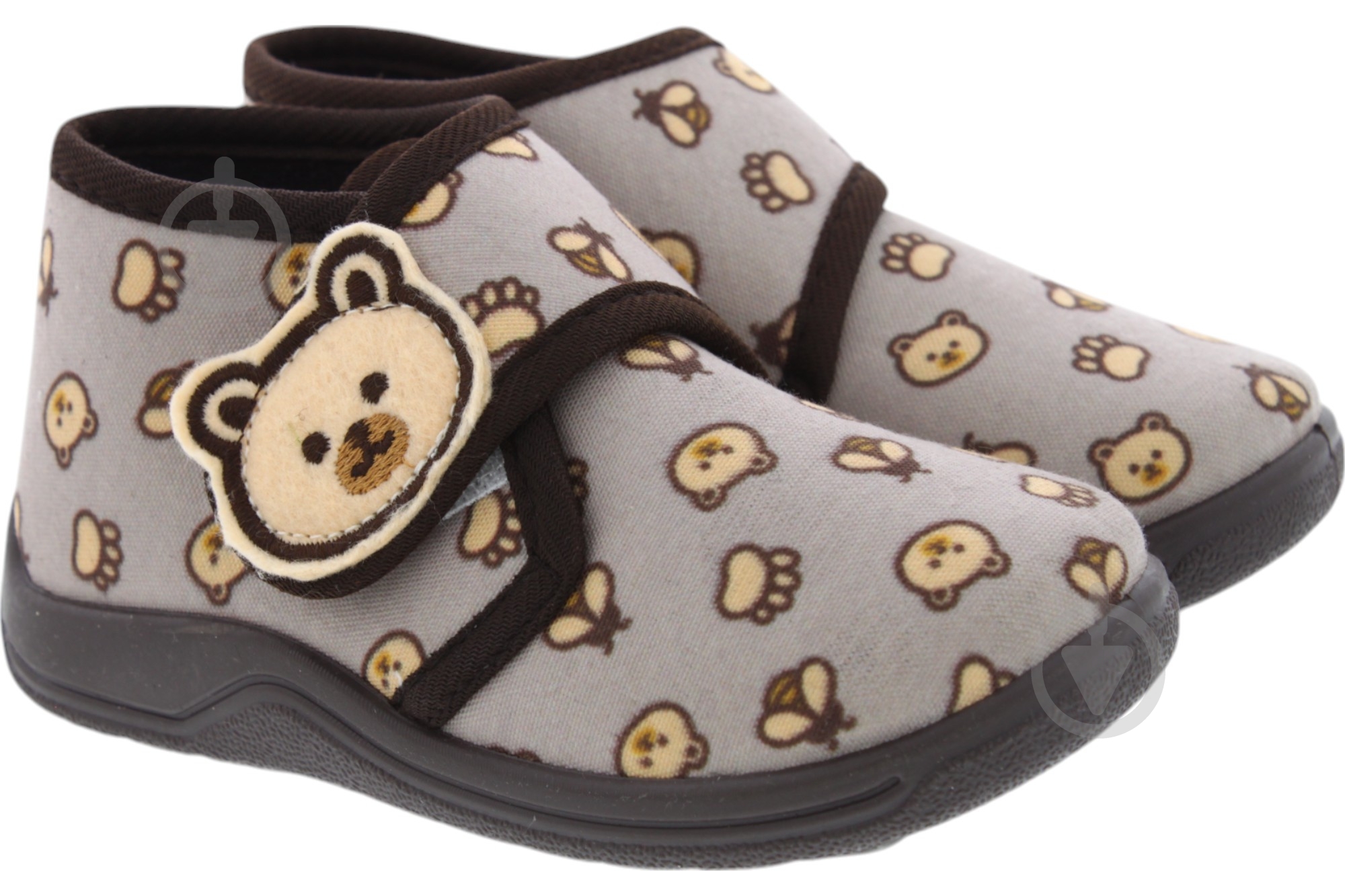 Капці для хлопчиків H-S-L на липучці текстильні р.22 коричневий SD-BEAR - фото 1