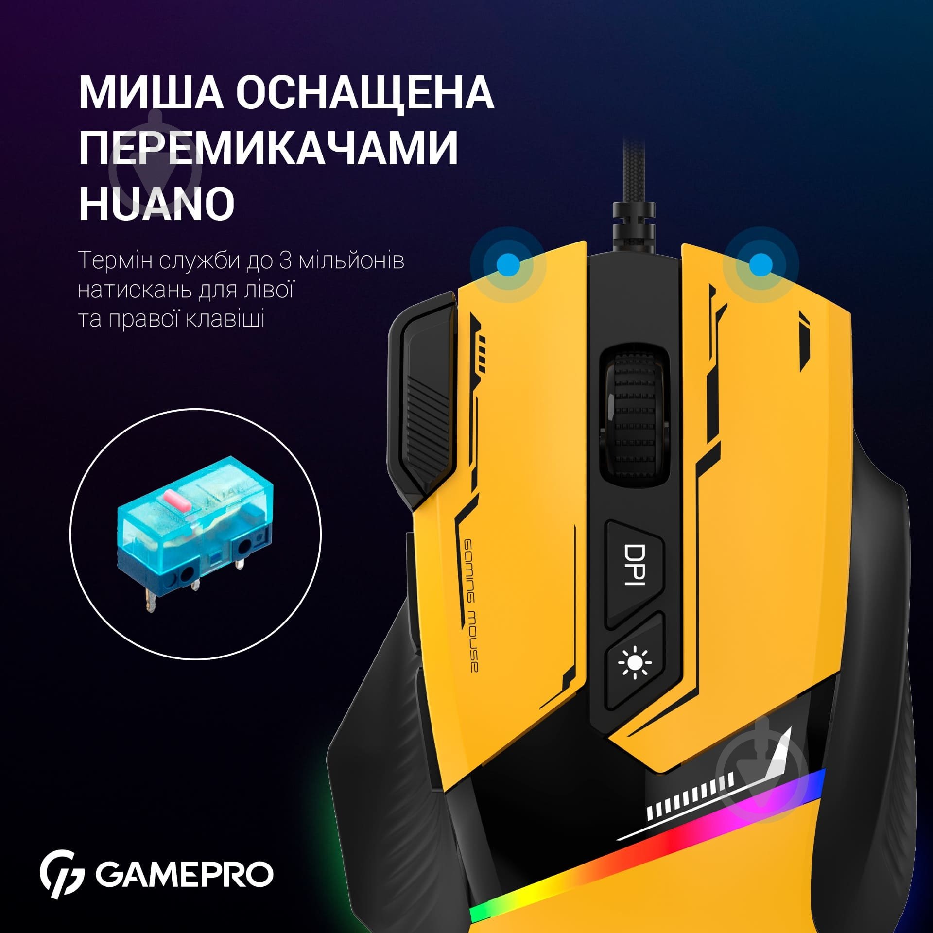 Мышка GamePro yellow/black (GM300Y) - фото 12