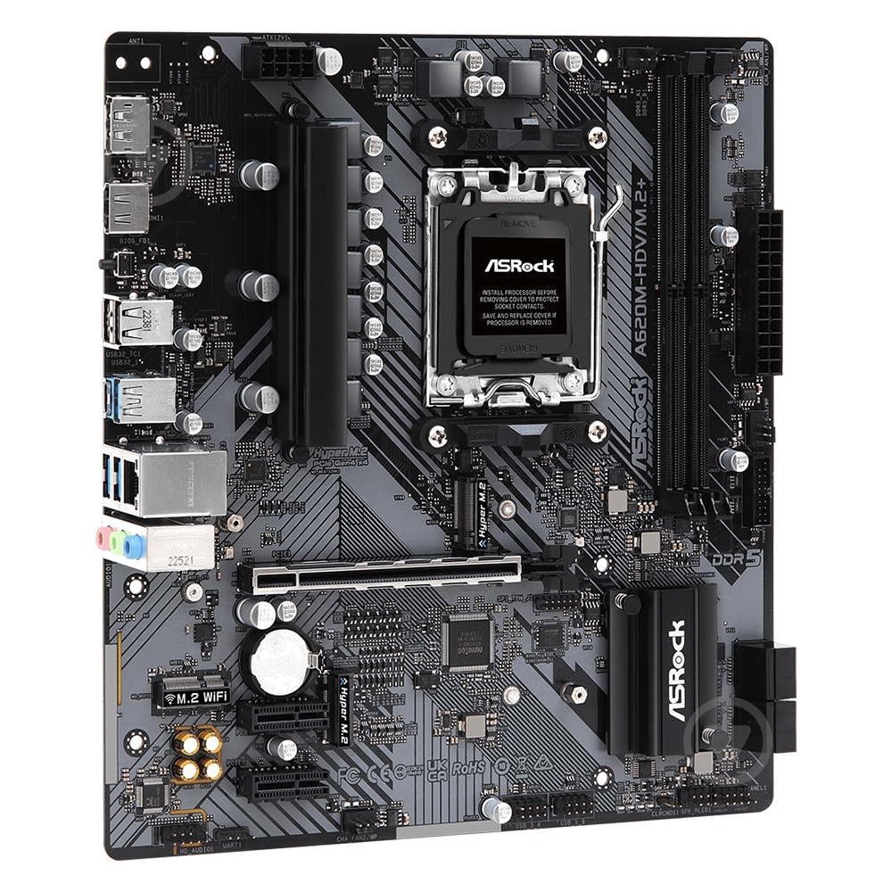 Материнська плата ASRock A620M-HDV/M.2+ (Socket AM5, AMD A620, ATX) - фото 2 Материнська плата ASRock A620M-HDV/M.2+ (Socket AM5, AMD A620, ATX) - фото 2