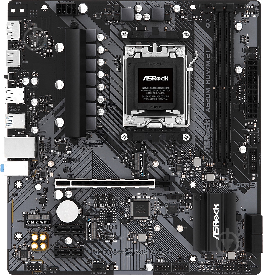Материнська плата ASRock A620M-HDV/M.2+ (Socket AM5, AMD A620, ATX) - фото 1 Материнська плата ASRock A620M-HDV/M.2+ (Socket AM5, AMD A620, ATX) - фото 1