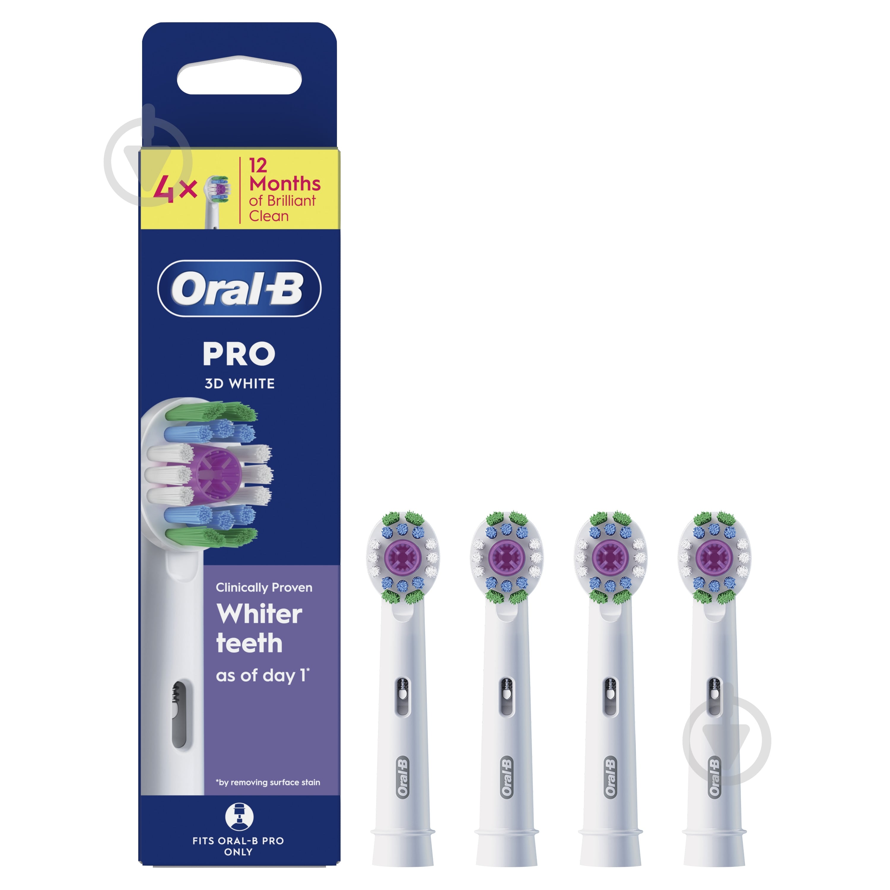 ᐉ Насадки для електричної зубної щітки Oral-B Pro 3D White 4 шт