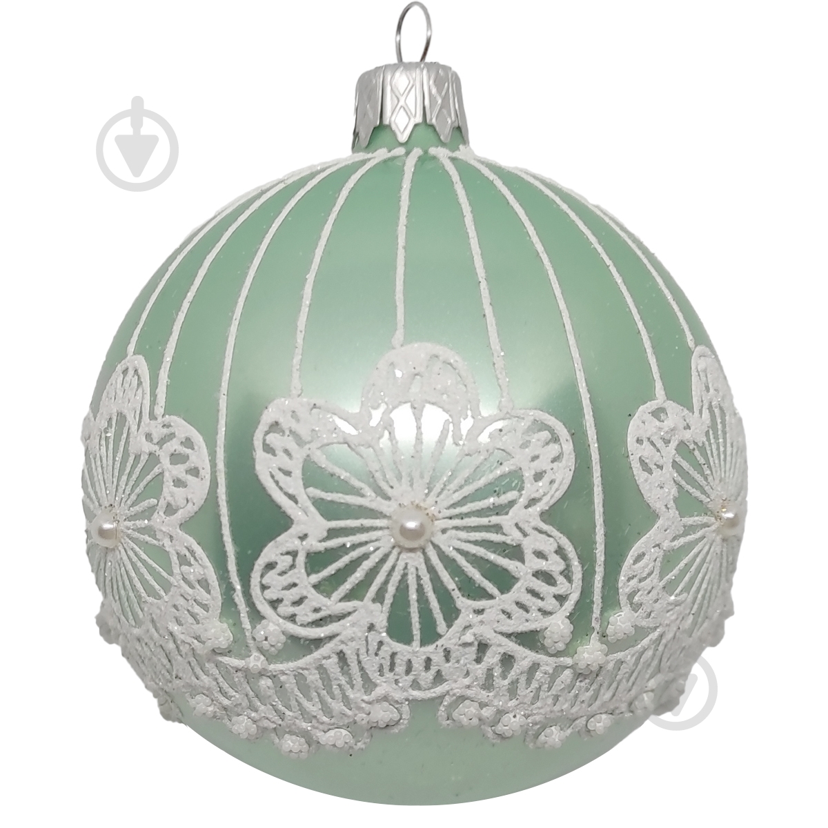 Шар новогодний 80 мм салатовый 9710 - фото 1