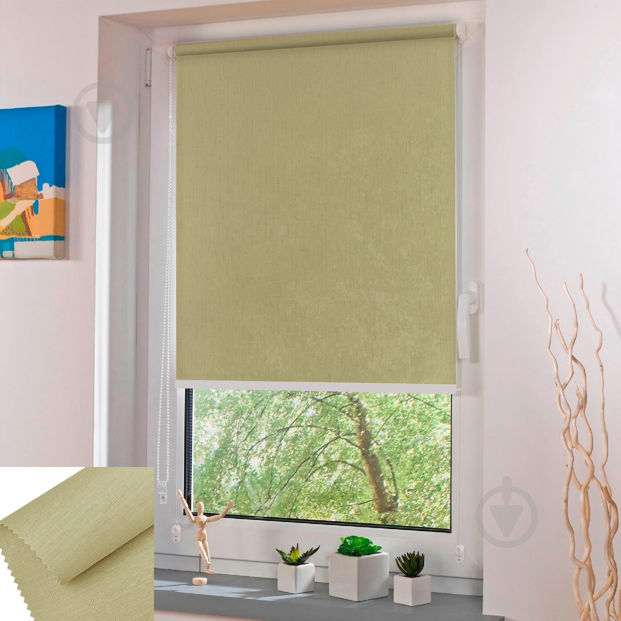 Ролета мини Rollotex LEN с фиксацией под наклон слоновая кость 73x210 см - фото 2 Ролета мини Rollotex LEN с фиксацией под наклон слоновая кость 73x210 см - фото 2