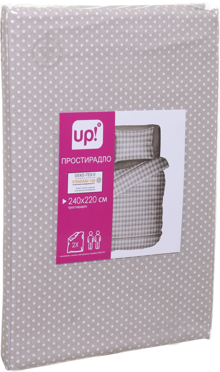 Простирадло горошок 220x240 см бежевий UP! (Underprice) - фото 3 Простирадло горошок 220x240 см бежевий UP! (Underprice) - фото 3