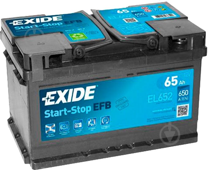 Акумулятор автомобільний EXIDE Start-Stop EFB 65Ah 650A 12V EL652 «+» праворуч (EL652) - фото 1