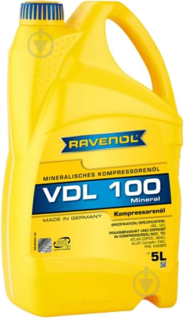 Масло для компрессора RAVENOL RAV KOMPRESSOR VDL 100 5000 мл - фото 1