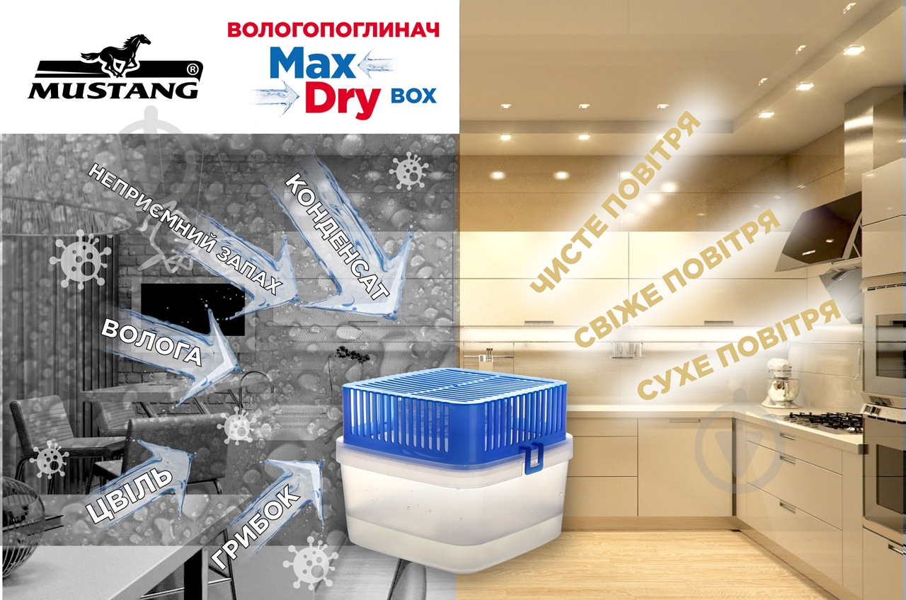 Влагопоглотитель Mustang Max Dry Box контейнер бытовой 2х500 г (MSA1350 ) - фото 6
