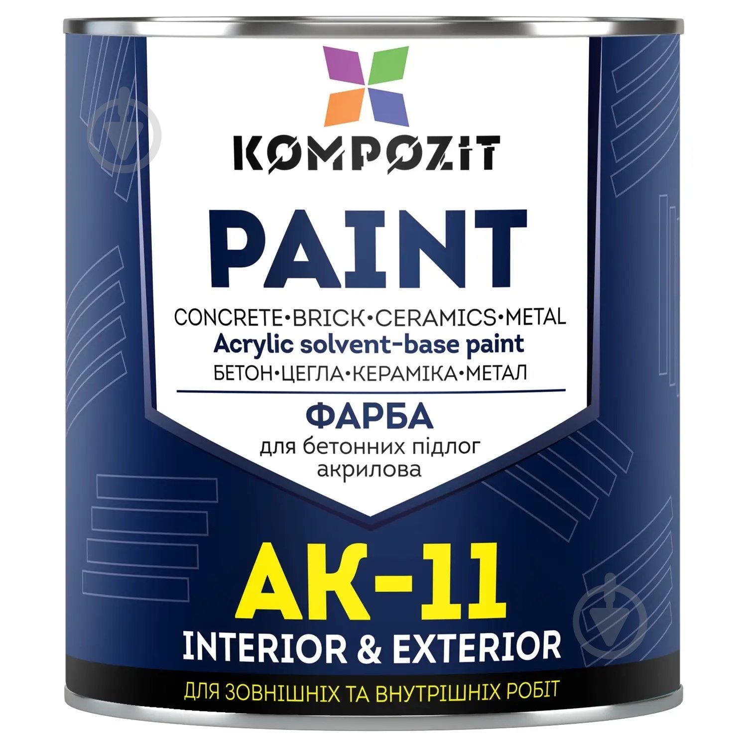Краска Kompozit для бетонных полов АК-11 белый мат 2,8 кг - фото 1