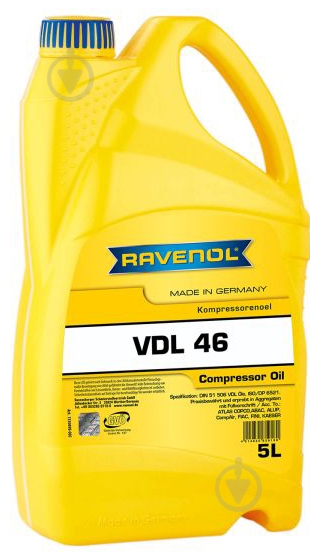 Масло для компрессора RAVENOL RAV KOMPRESSOR VDL 46 5000 мл - фото 1