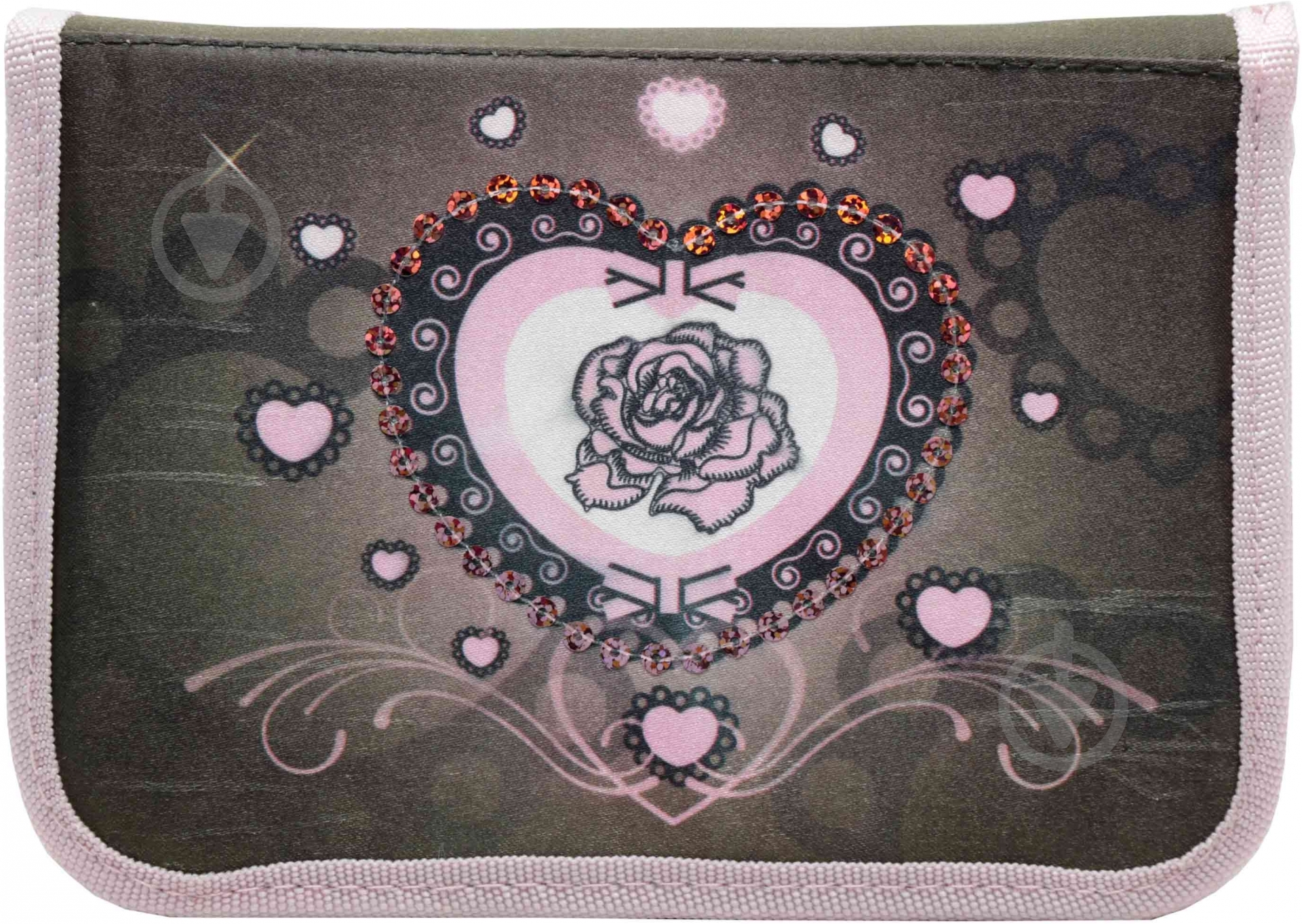 Пенал Сердце с наполнением Nota Bene черный с красным - фото 1