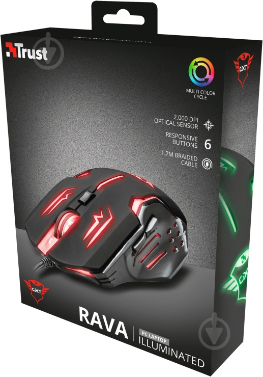 Мышь Trust GXT 108 Rava Illuminated Gaming 22090 (22090) - фото 9