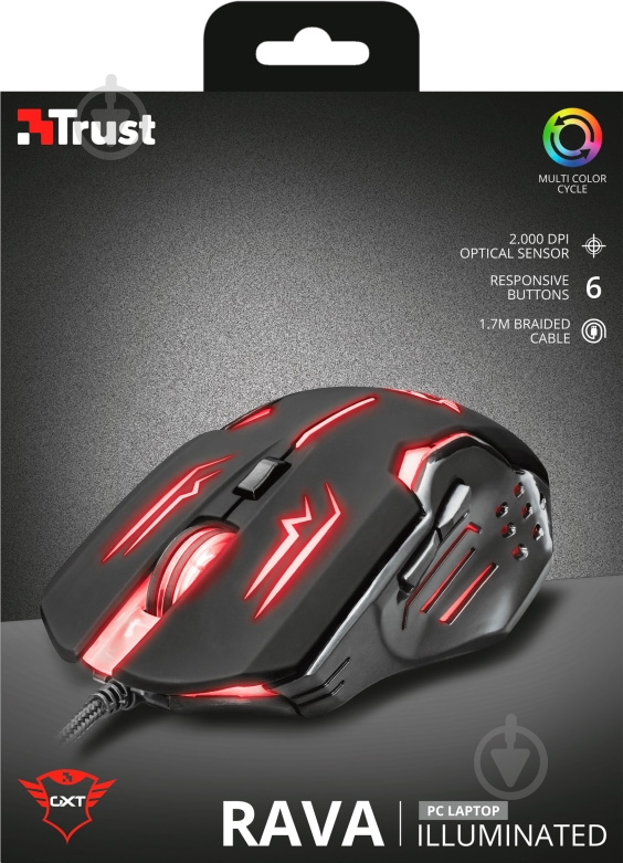 Мышь Trust GXT 108 Rava Illuminated Gaming 22090 (22090) - фото 8