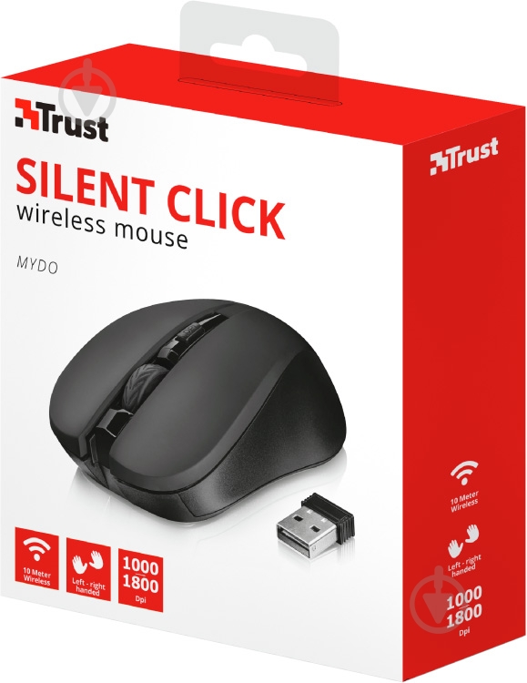 Мышь Trust Mydo Silent Click Wireless 21869 black (21869) - фото 6 Мышь Trust Mydo Silent Click Wireless 21869 black (21869) - фото 6