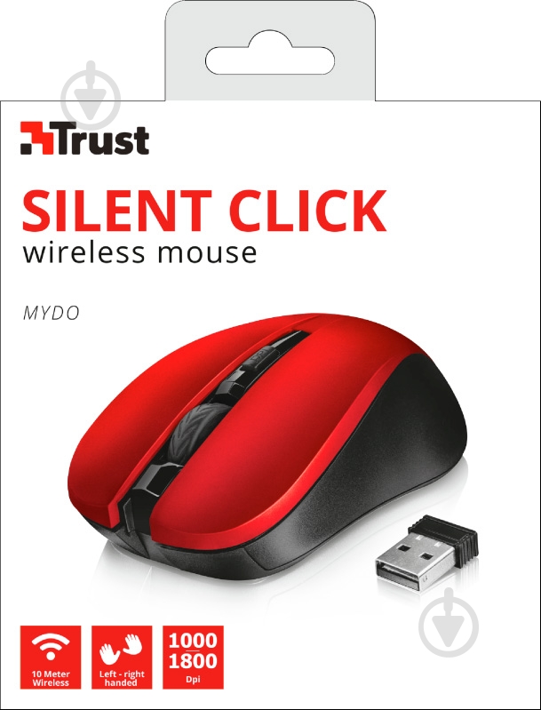 Мышь Trust Mydo Silent Click Wireless 21871 red (21871) - фото 6