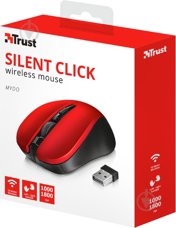 Мышь Trust Mydo Silent Click Wireless 21871 red (21871) - фото 7