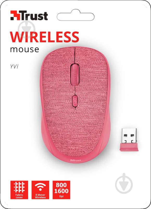 Мышь Trust Yvi Fabric Wireless 22674 pink (22674) - фото 6 Мышь Trust Yvi Fabric Wireless 22674 pink (22674) - фото 6