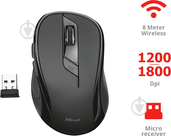 Мышь Trust Ziva Wireless Optical 21949 (21949) - фото 5