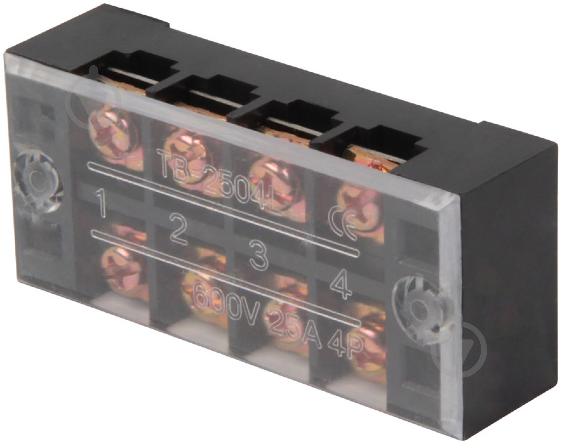 Колодка клемна захищена E.NEXT e.tc.protect.25.4 4 полюси 25А чорний - фото 1