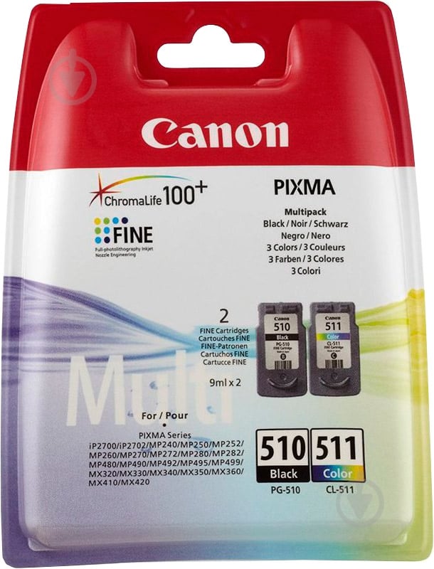 Набор картриджей Canon  PG-510Bk/CL-511 Multi-Pack 2970B010 многоцветный 2970B010 - фото 1