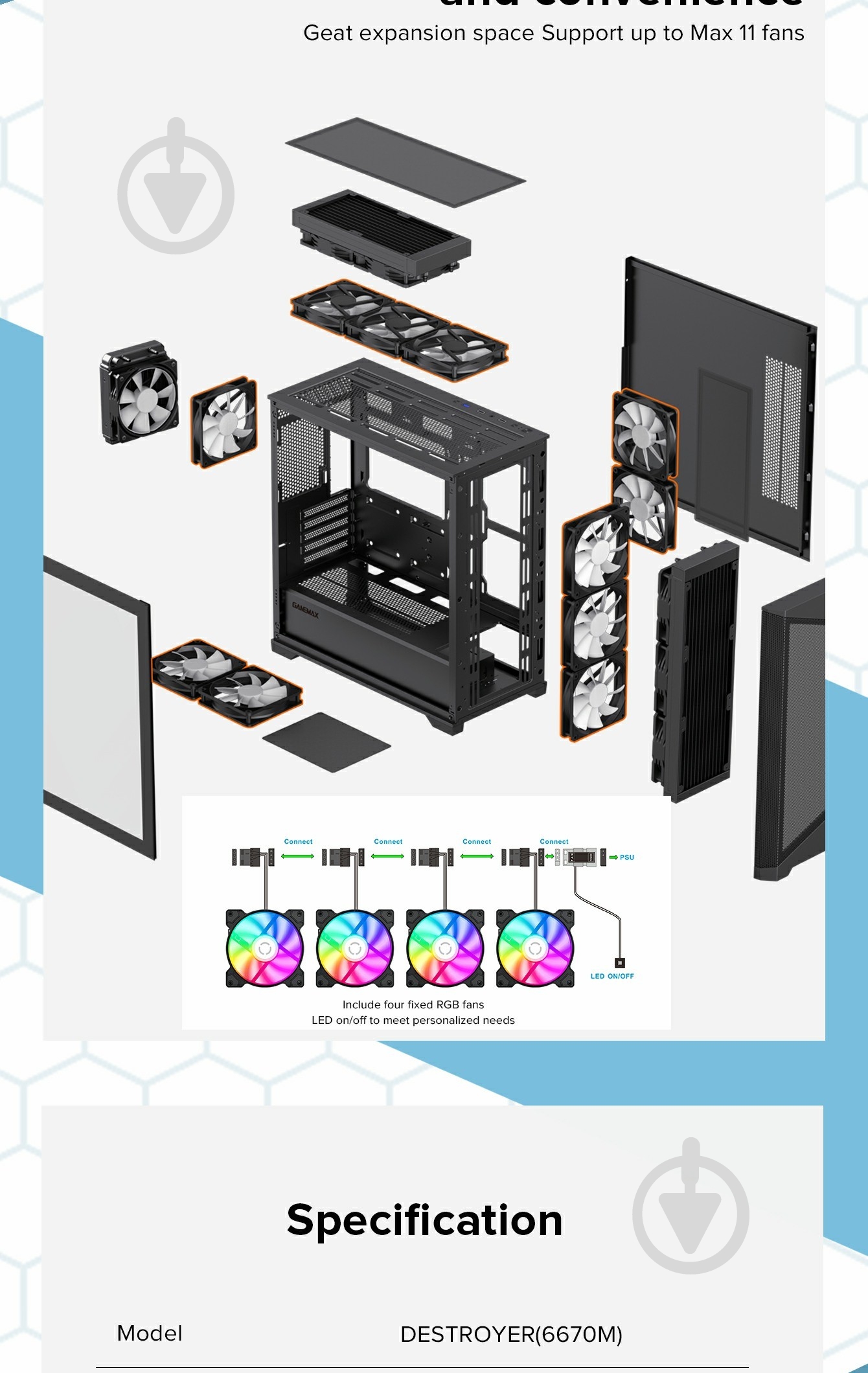 Корпус GameMax Destroyer Mesh Black - фото 18