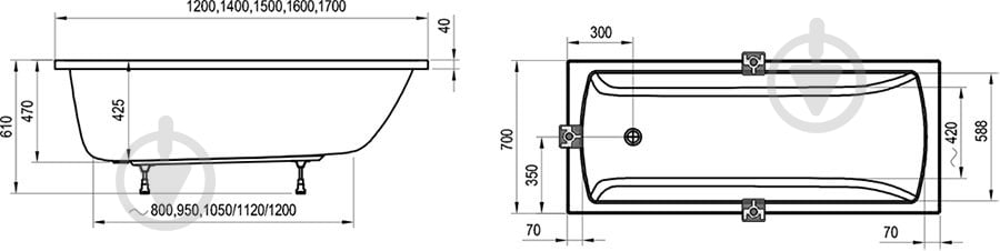 Ванна акрилова Ravak CLASSIC II CC51000000 170х70 см - фото 4