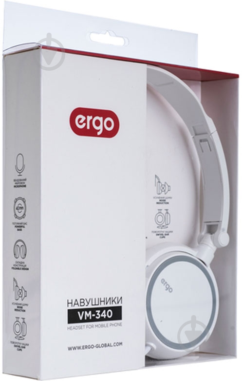 Наушники Ergo VM-340 white - фото 5 Наушники Ergo VM-340 white - фото 5