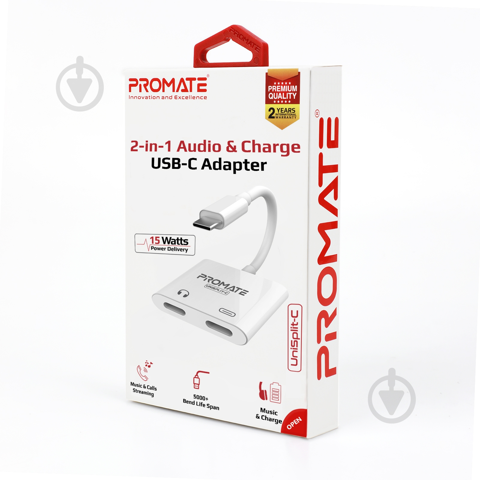 Адаптер Promate UniSplit-C USB-C / USB-C Audio Jack + 15Вт PD USB-C 0,07 м білий (unisplit-c.white) - фото 7 Адаптер Promate UniSplit-C USB-C / USB-C Audio Jack + 15Вт PD USB-C 0,07 м білий (unisplit-c.white) - фото 7